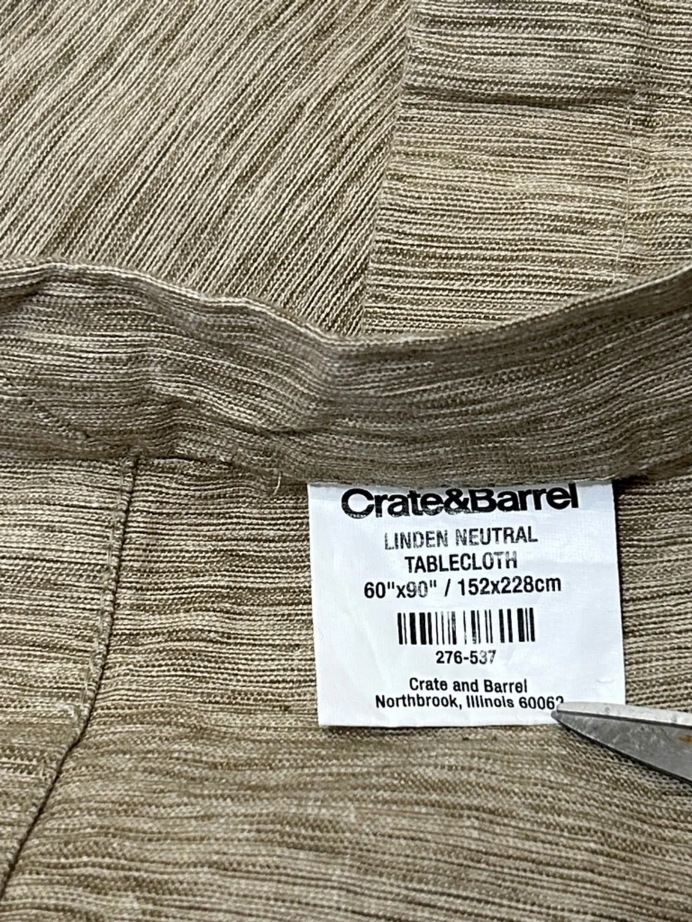 Crate & Barrel *60” x 90” Linden Neutral Tablecloth
